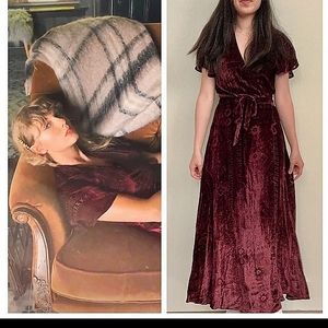 Polo by Ralph Lauren Burgundy Velvet Maxi Dress